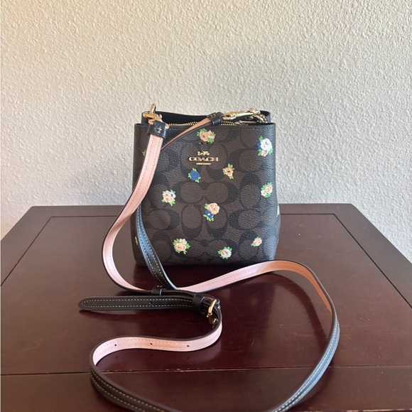 Coach Mini Dark Brown Floral Crossbody Bag - Picture 5 of 8